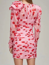 Mini-robe imprimée taille haute froncée à blocs de couleurs